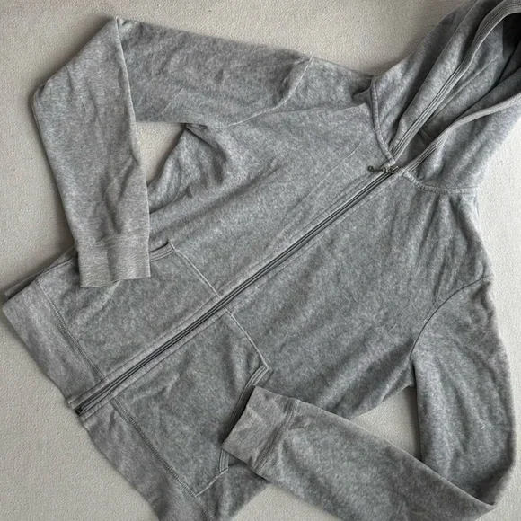 Y2K Juicy Couture grey tracksuit hoodie zip up gold crest 2000s hip hop style - Picture 2 of 9